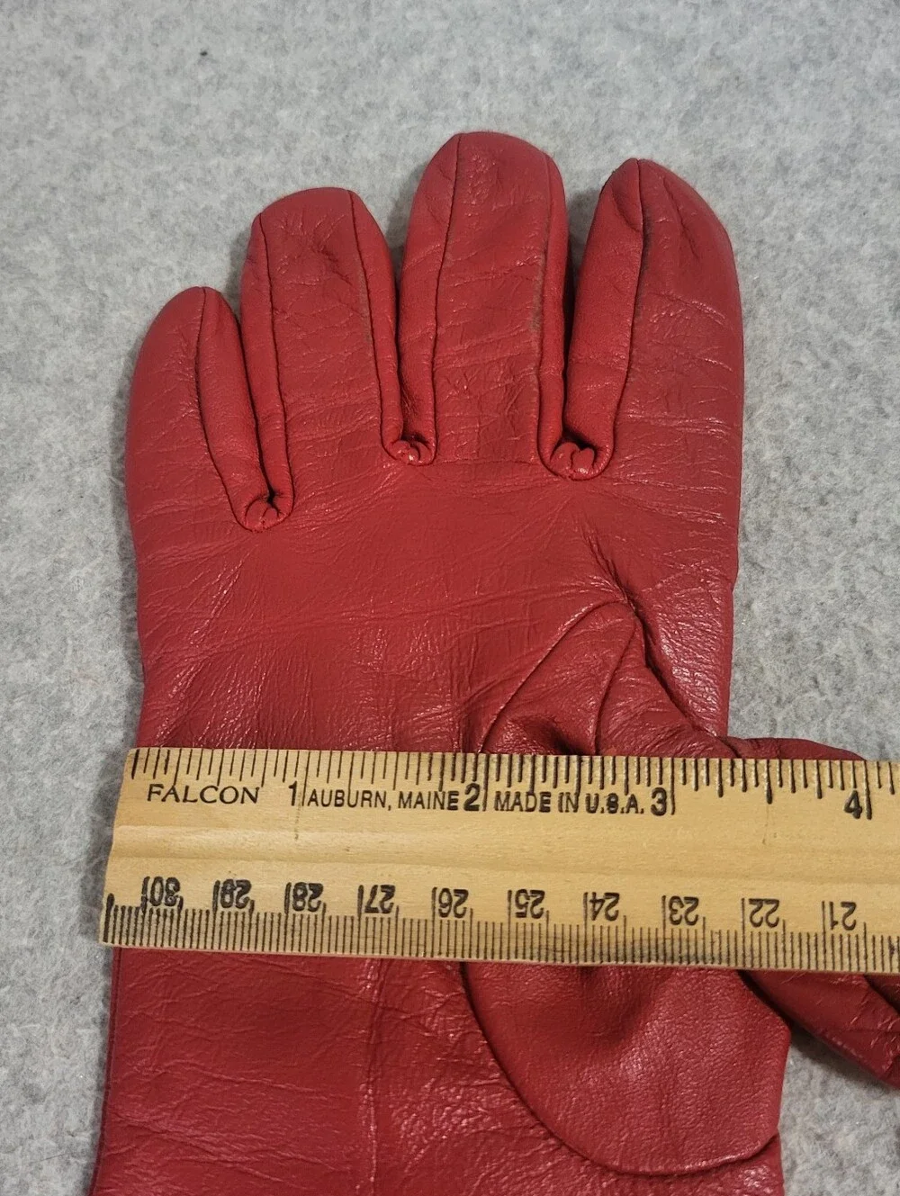 Vintage Red Leather Gloves Women's Size M Winter Driving Lined Retro MCM